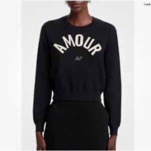 Cinq a Sept Amour Raglan Sleeve Sweater Black Love Crewneck Sz L NEW